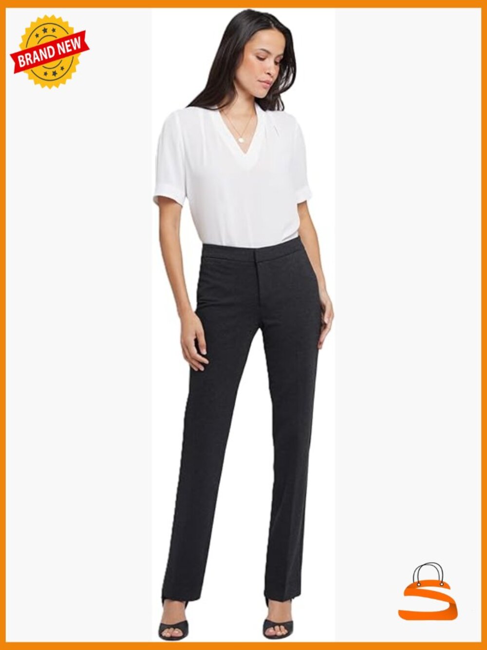 Slim Trouser Pants with Ponte Knit - Office Work Pants - Picture 1 of 7